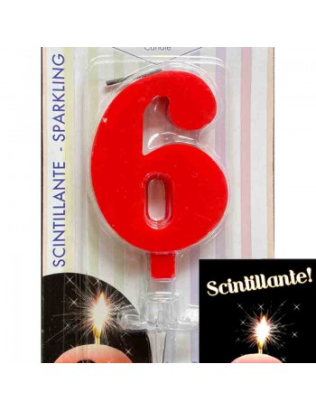 candela numero 6 rossa