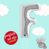 palloncino lettera F ad elio cm.100 silver
