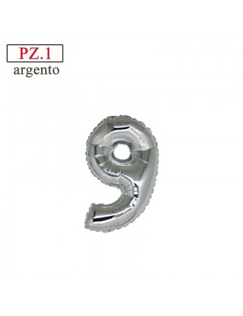 palloncino numero 9 mini argento