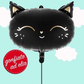 palloncino gatto nero oro ad elio
