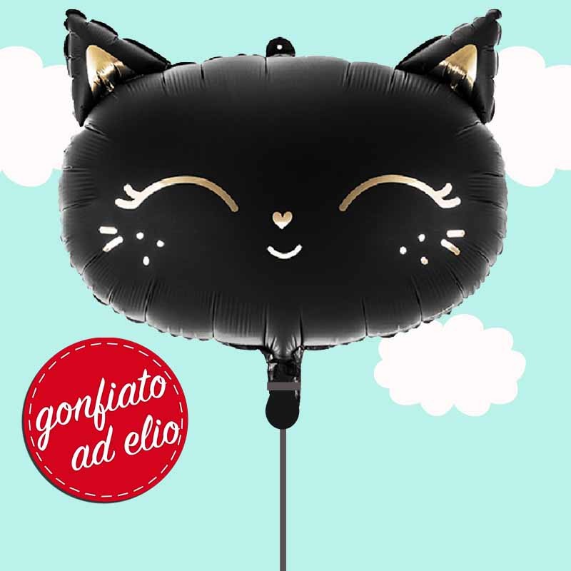 palloncino gatto nero oro ad elio
