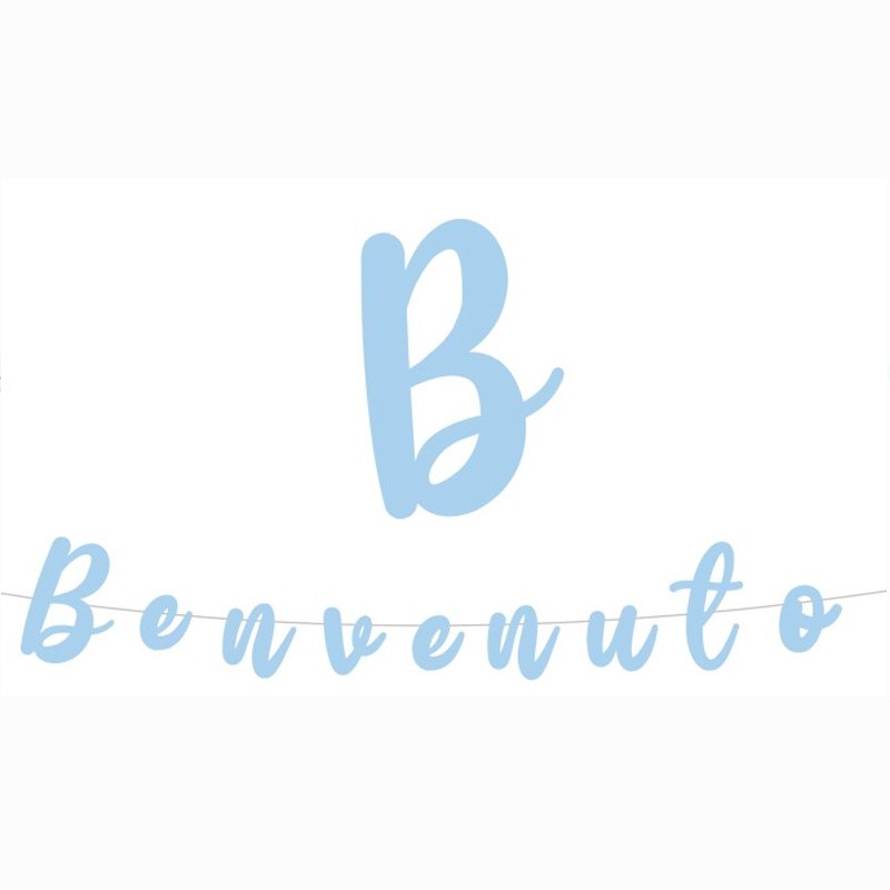 festone benvenuto sagomato celeste