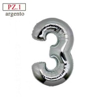 palloncino numero 3 argento medio