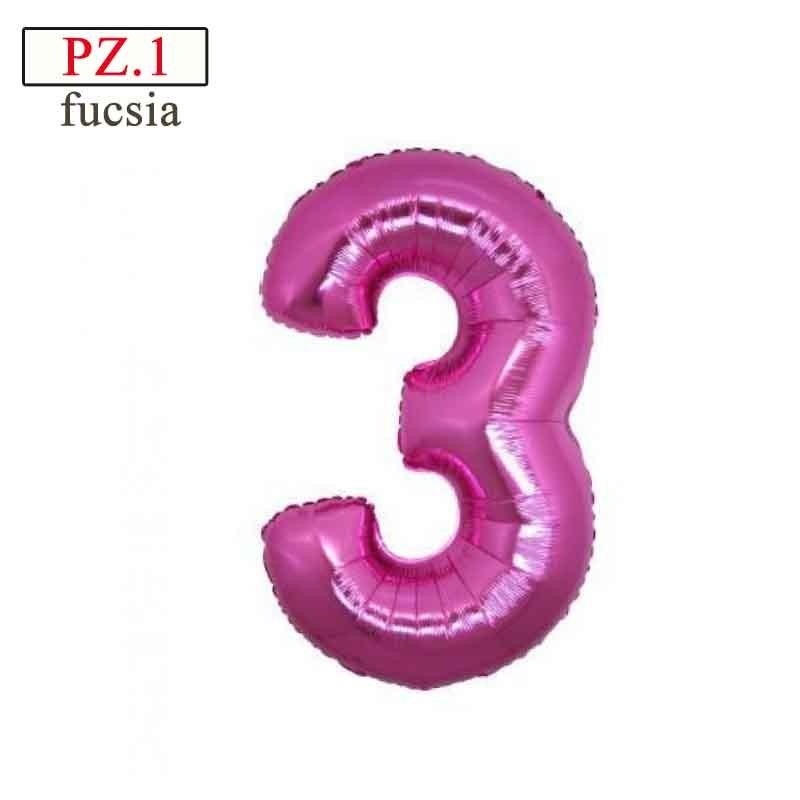 palloncino numero 3 fucsia medio