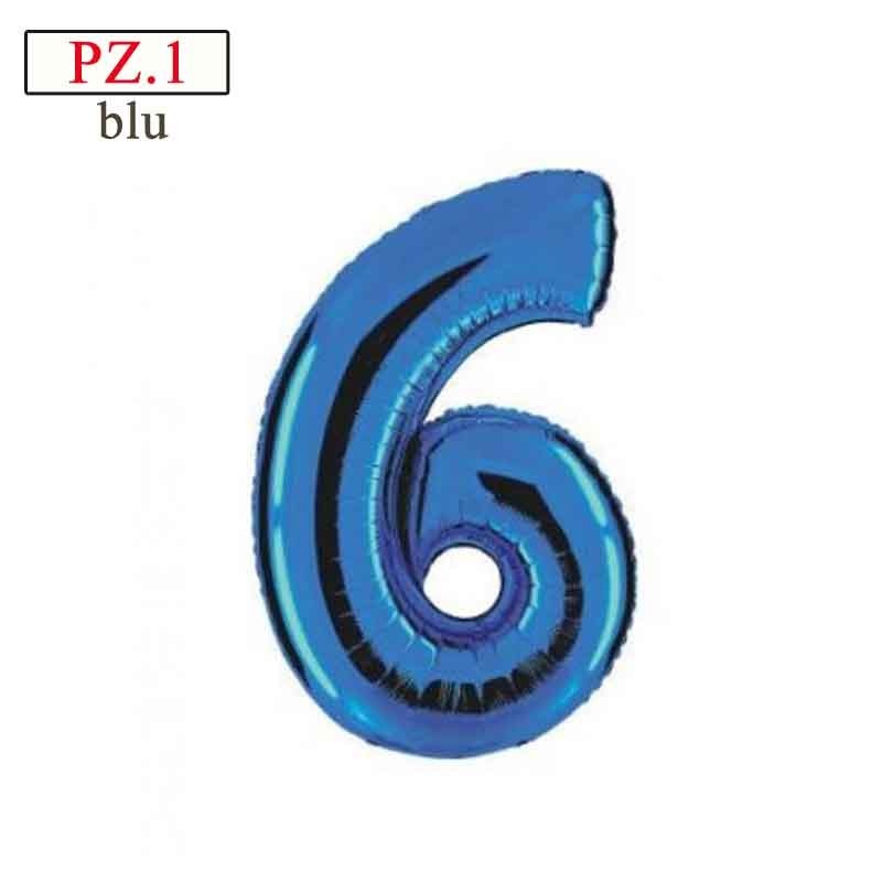 numero 6 palloncino blu medio