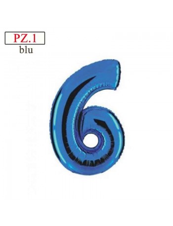 numero 6 palloncino blu medio