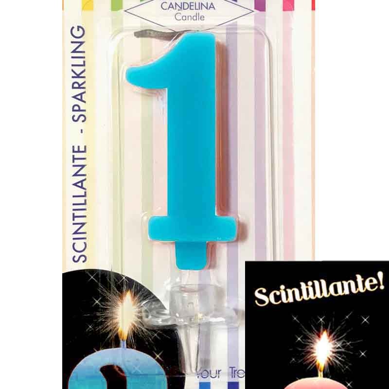 candela numero 1 turchese cera