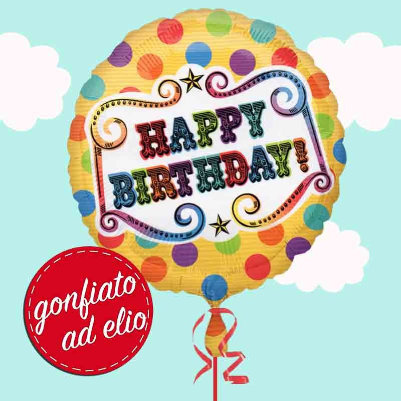 palloncino tema circo gonfiato ad elio con pois e scritta