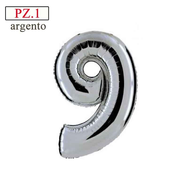 numero 9 palloncino argento da 14"