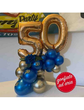 composizione numero 50 oro e rosa blu