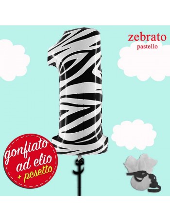 palloncino numero 1 zebrato ad elio