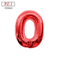 palloncino numero 0 rosso medio mylar