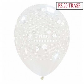 palloncini prima comunione trasparenti pz 20