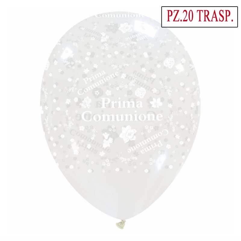 palloncini prima comunione trasparenti pz 20