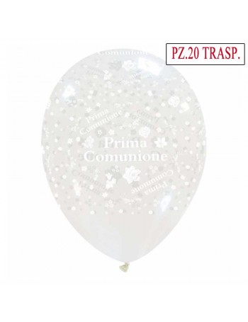 palloncini prima comunione trasparenti pz 20