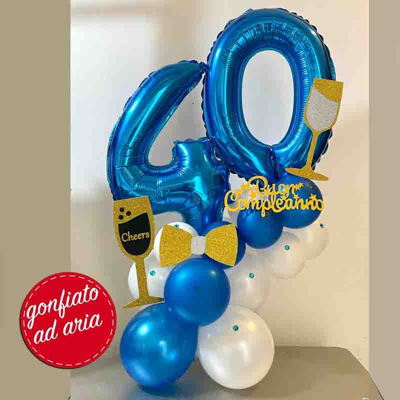 Centrotavola palloncini 40 anni blu