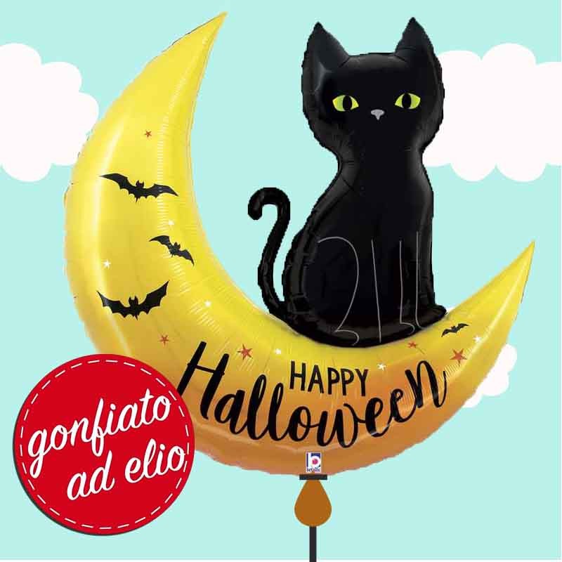 palloncino gatto nero Halloween ad elio