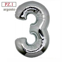 palloncino numerone 3 argento maxi