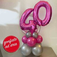 centrotavola palloncini numero 40 fucsia