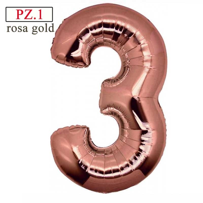palloncino numerone 3 rosa gold maxi