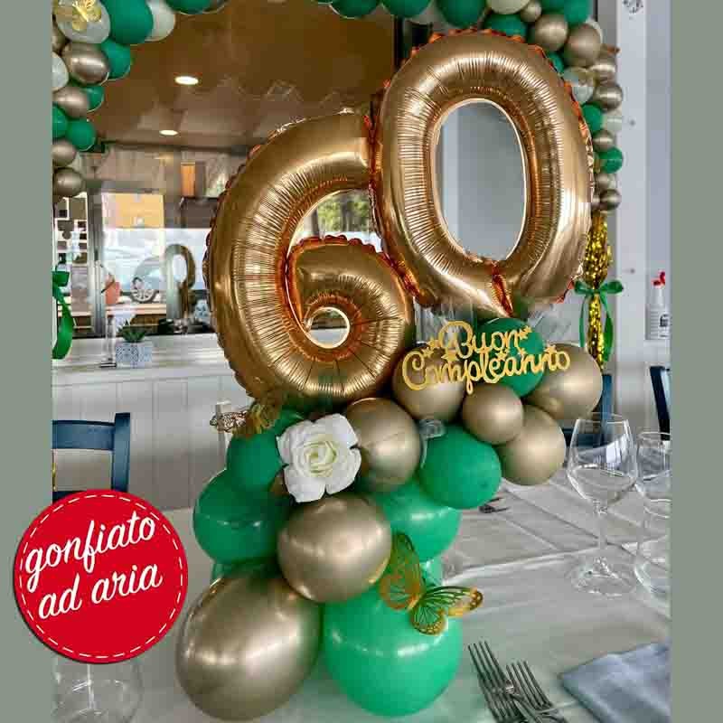 centrotavola numero 60 oro con farfalle