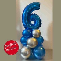 centrotavola numero 6 blu e argento