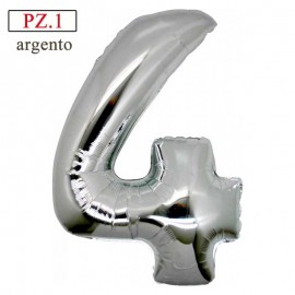 palloncino numero 4 argento maxi