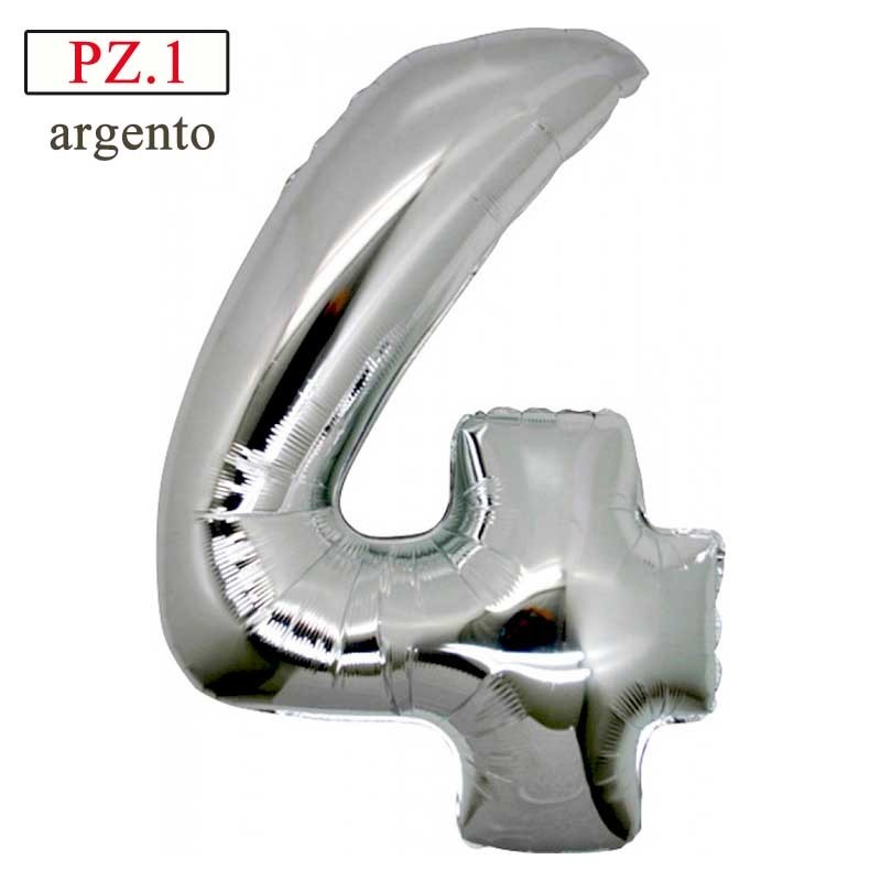 palloncino numero 4 argento maxi