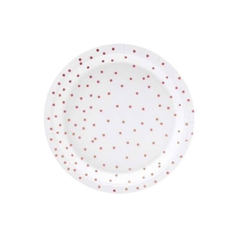 piattino bianco con pois rose gold