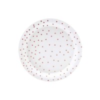 piattino bianco con pois rose gold