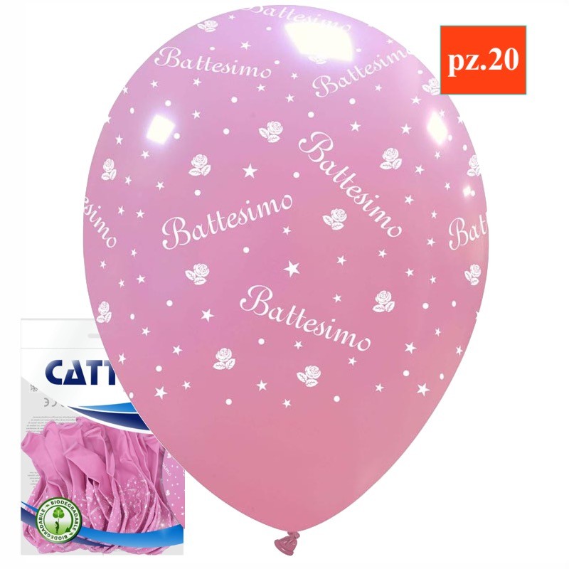20 palloncini battesimo rosa