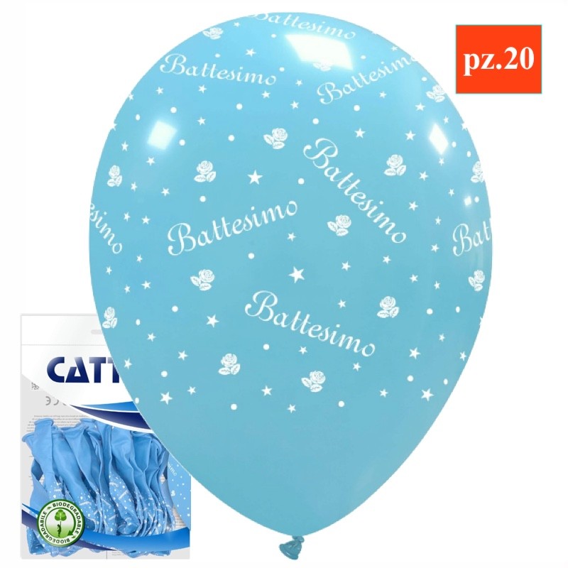 20 palloncini battesimo celeste