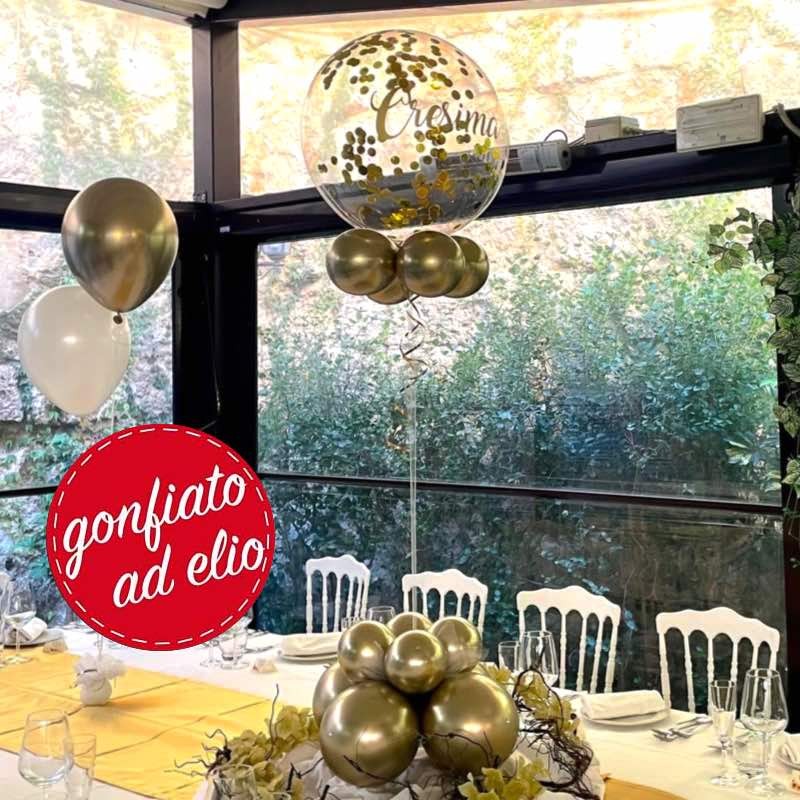palloncino cresima centrotavola bubble oro ad elio
