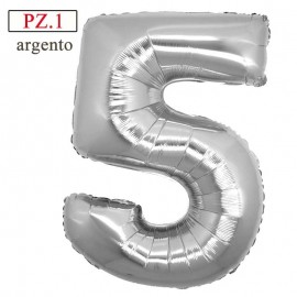 palloncino numerone 5 argento maxi