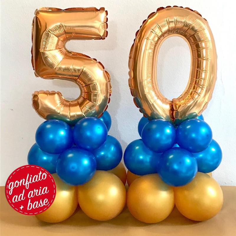 centrotavola palloncini numero 50 oro
