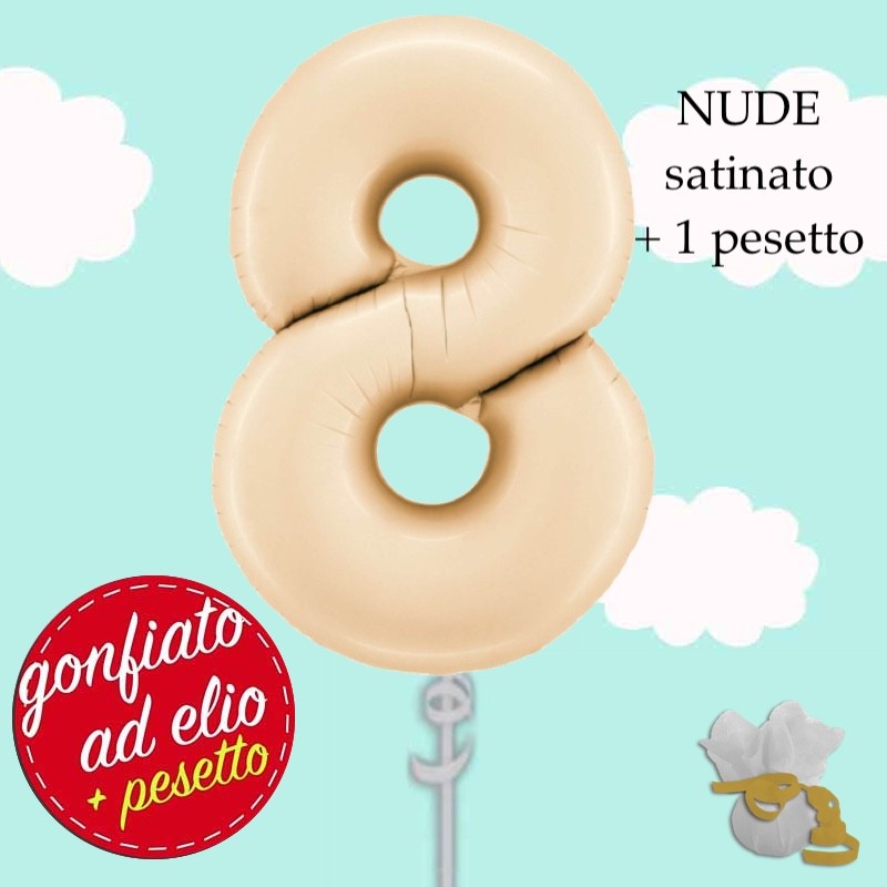 numero 8 nude satinato palloncino maxi ad elio