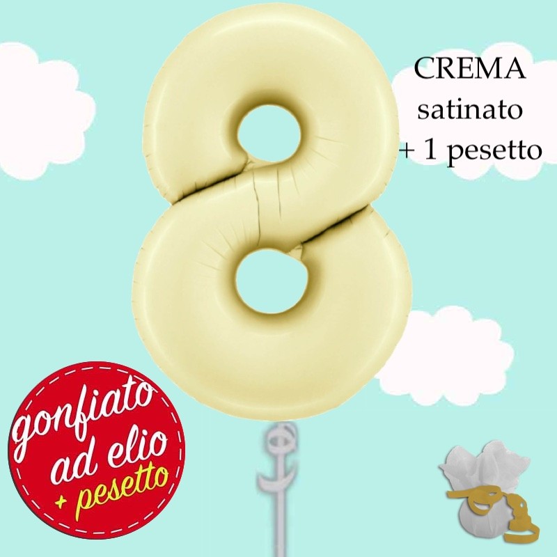numero 8 crema satinato palloncino maxi ad elio