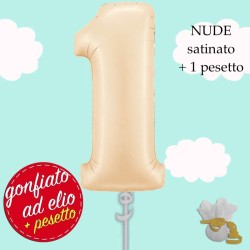 palloncino numero 1 nude satinato ad elio cm.100