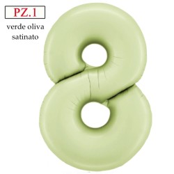 palloncino numerone 8 verde oliva satinato maxi
