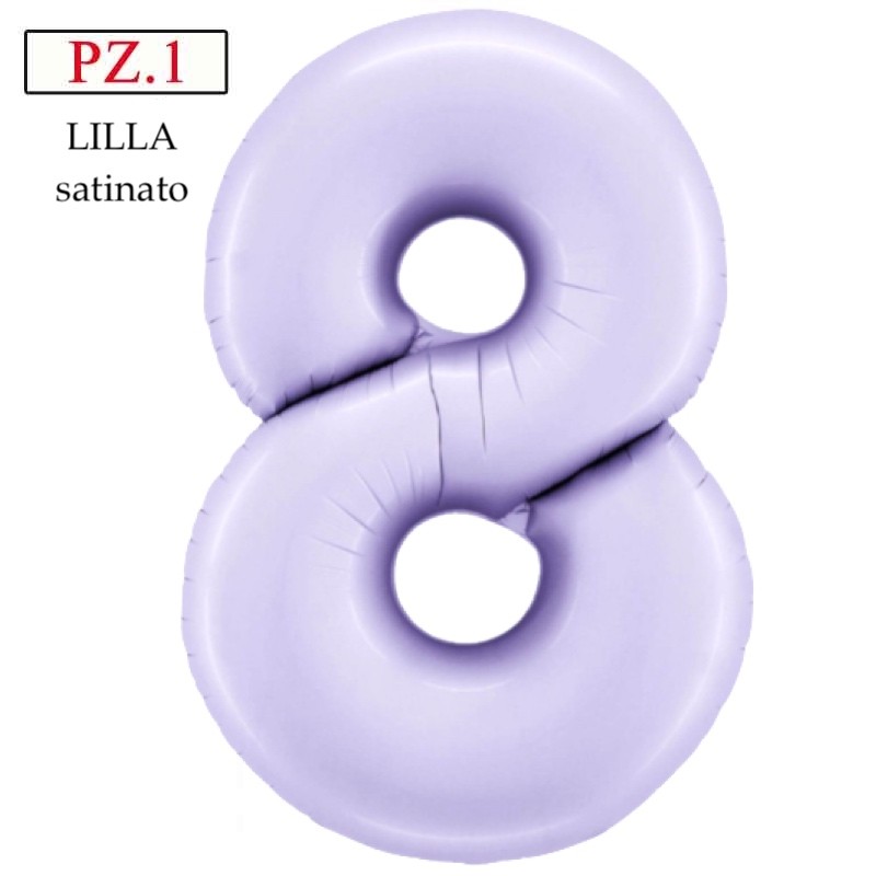 palloncino numerone 8 lilla satinato maxi