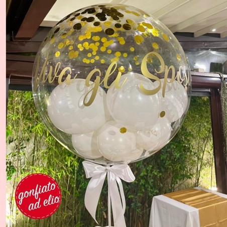 palloncino trasparente ad elio viva gli sposi