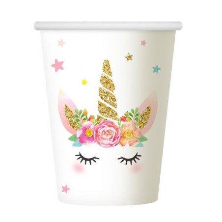 bicchieri unicorno con tiara e fiori