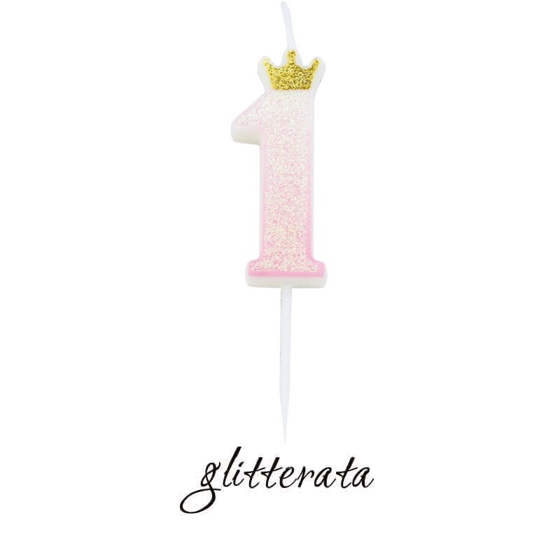 candela numero 1 rosa con corona