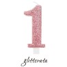 candela cera numero 1 rosa gold glitter