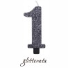candela cera numero 1 nera glitter