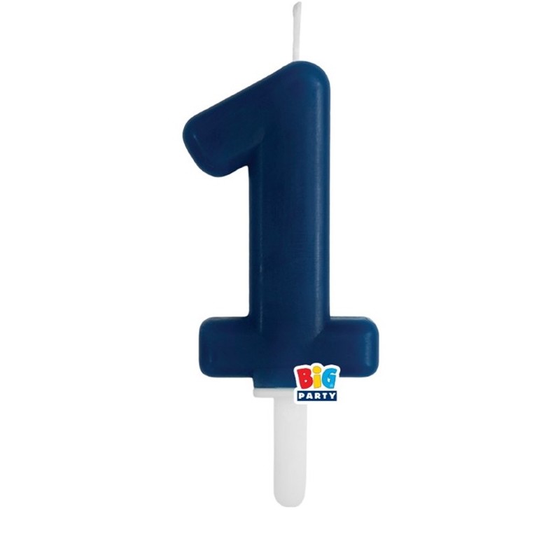 candelina numero 1 cera blu scuro