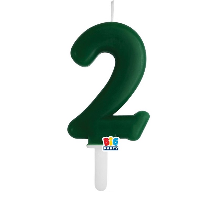 candelina numero 2 cera verde
