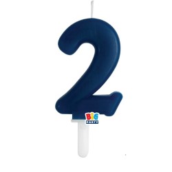 candelina numero 2 cera blu scura