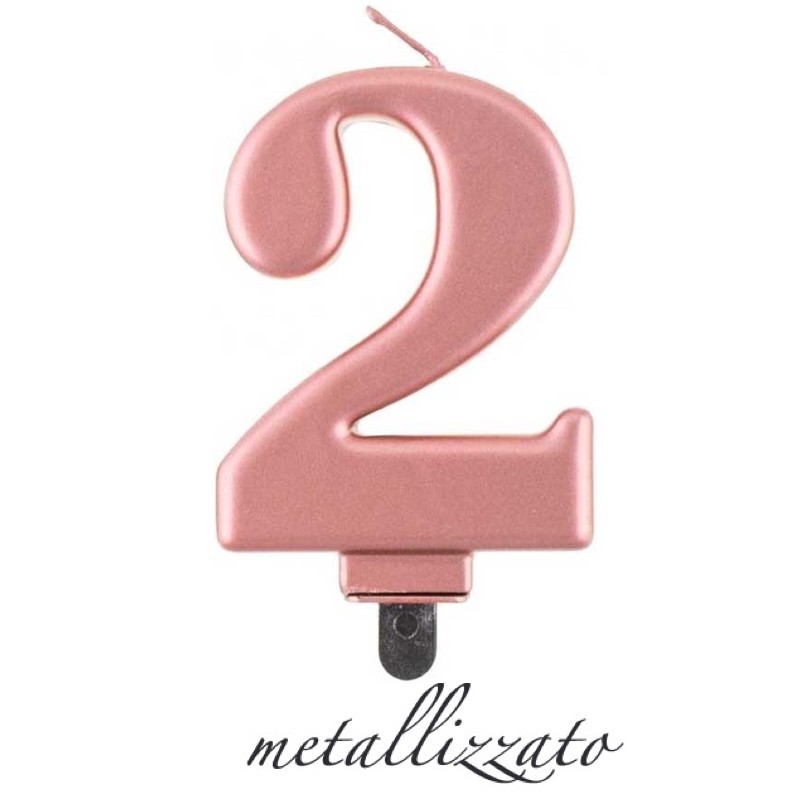 candela numero 2 rosa gold metallizzato