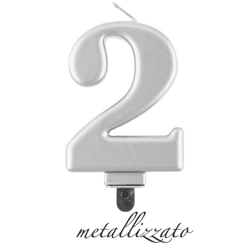 candela numero 2 argento metallizzato